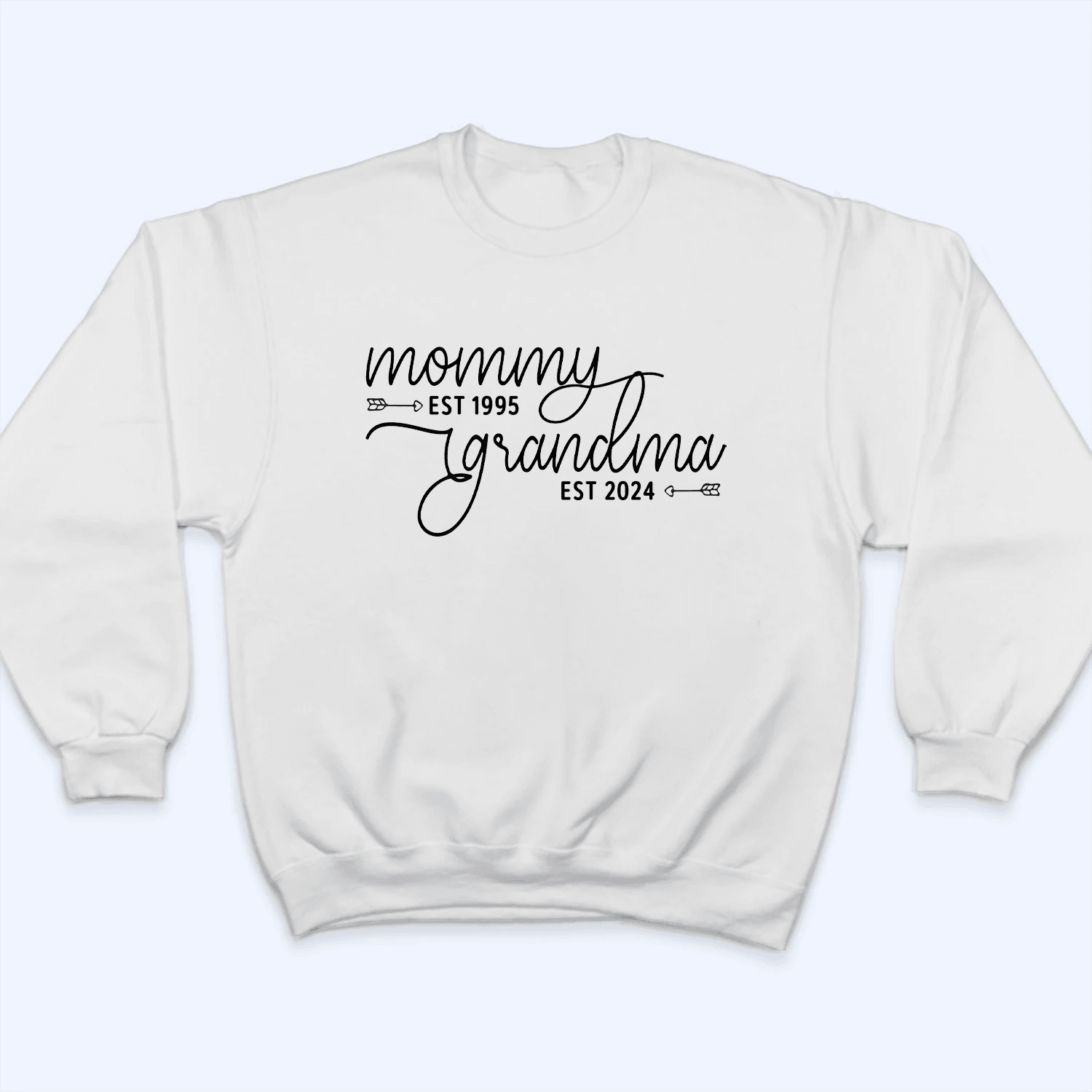 Mom Est Grandma Est - Personalized Custom T Shirt - Gift for Grandma/Nana/Mimi, Mom, Wife, Grandparent