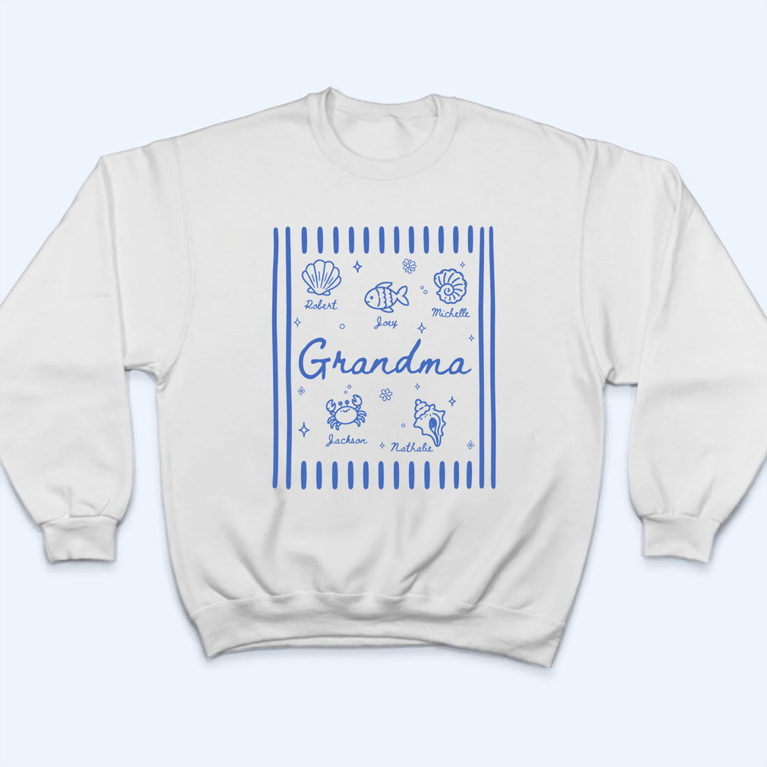 Blue Retro Summer Grandma - Personalized Custom Shirt - Summer Gift For Mom, Grandma