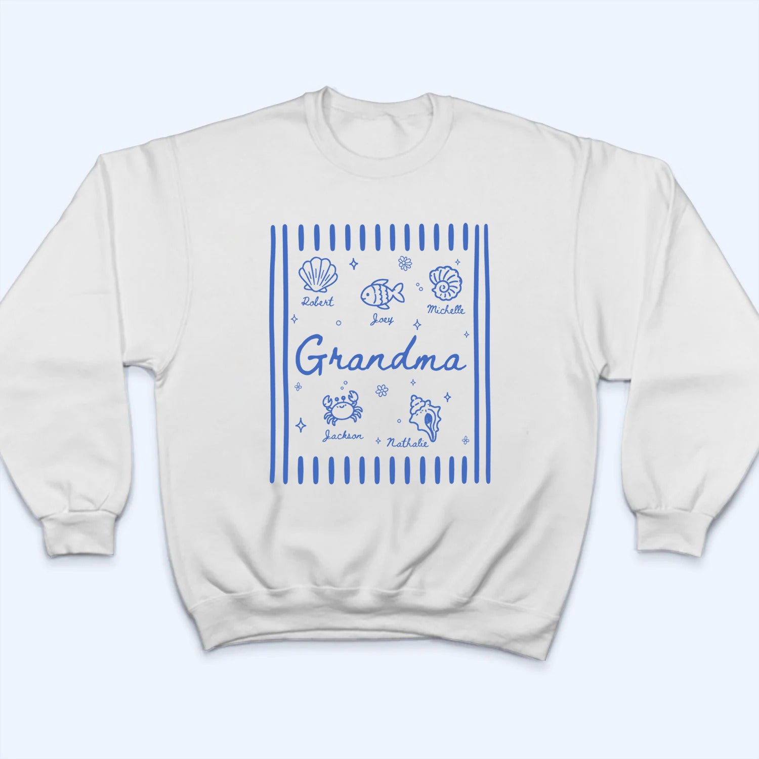 Blue Retro Summer Grandma - Personalized Custom Shirt - Summer Gift For Mom, Grandma