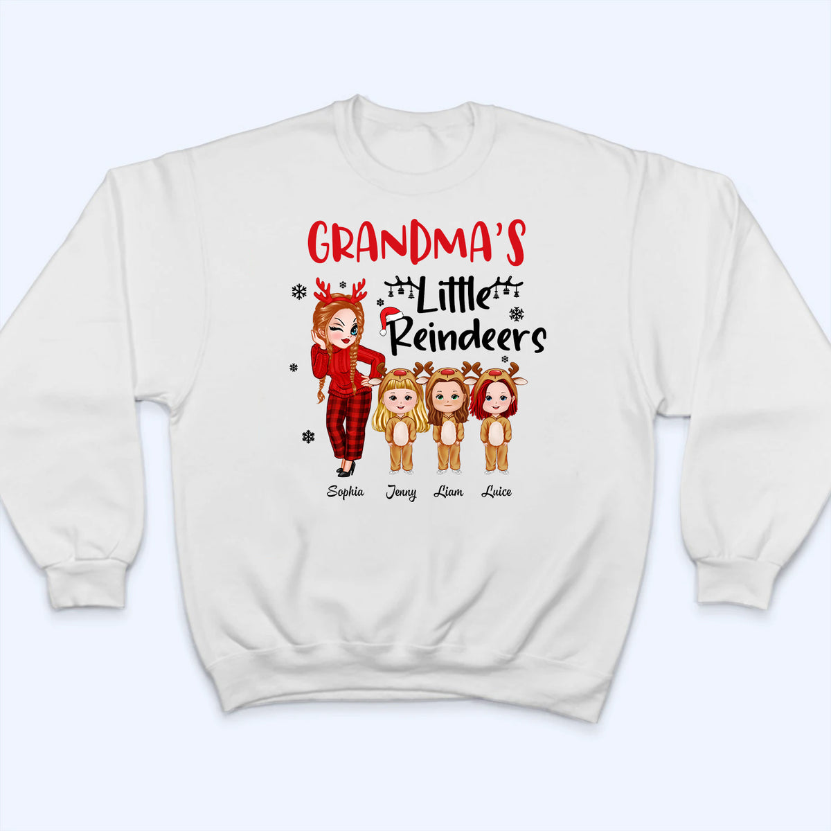 Pretty Grandma's Little Reindeer - Personalized Custom T Shirt - Christmas Gift for Grandma/Grandparent