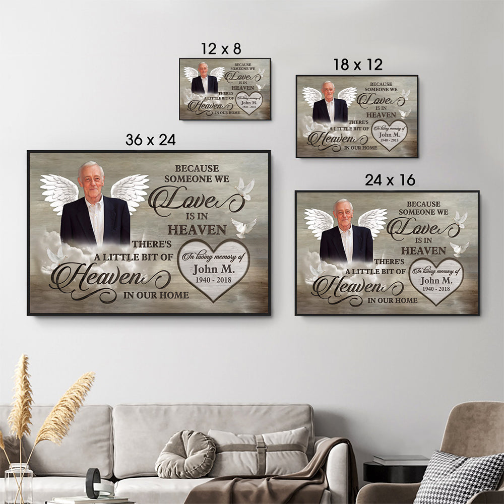 Loss of Dad, Husband | Custom Photo Love Is In Heaven - Memorial Gift - Personalized Canvas For Family Members