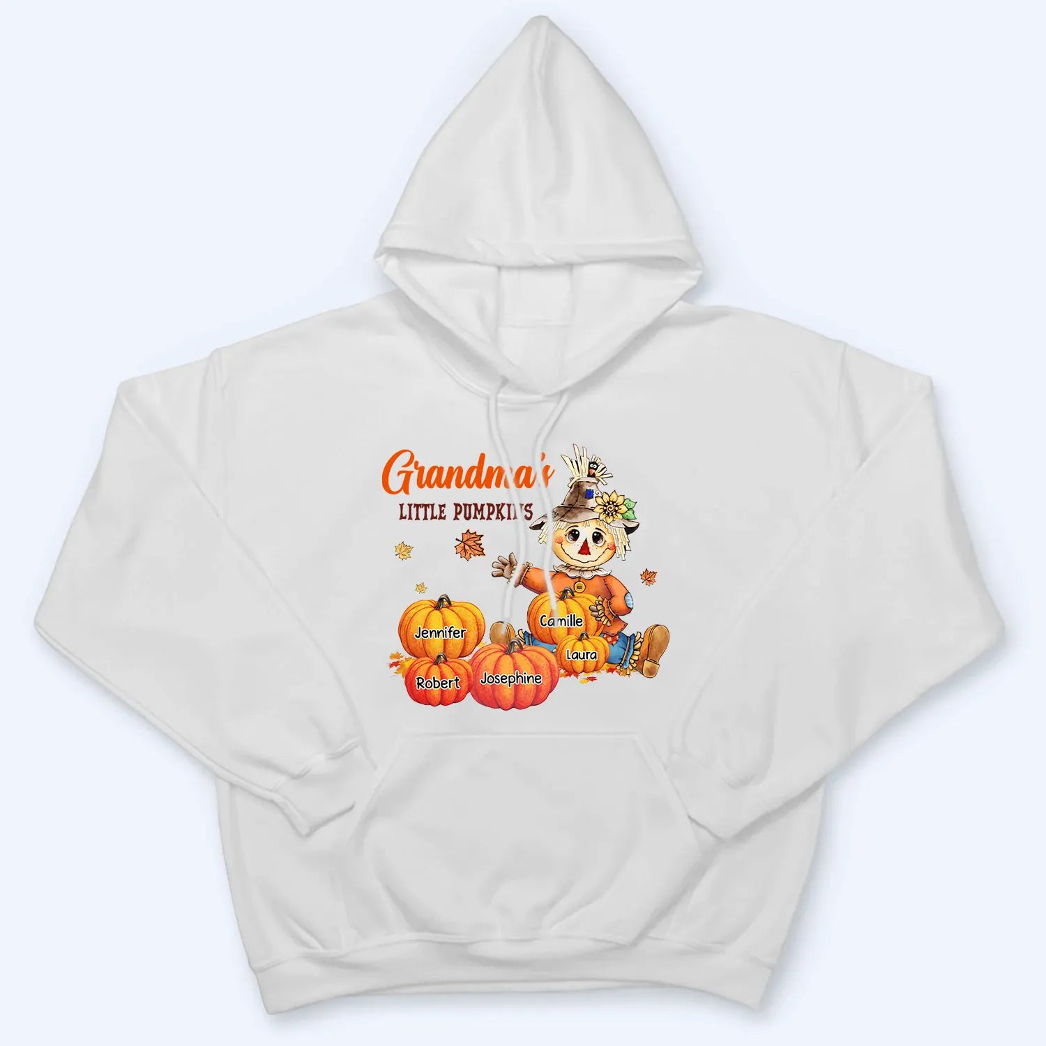 Scarecrow Autumn Grandma's Little Pumpkins - Personalized Custom T Shirt - Fall Season Gift for Grandma/Nana/Mimi, Mom, Wife, Grandparent 6