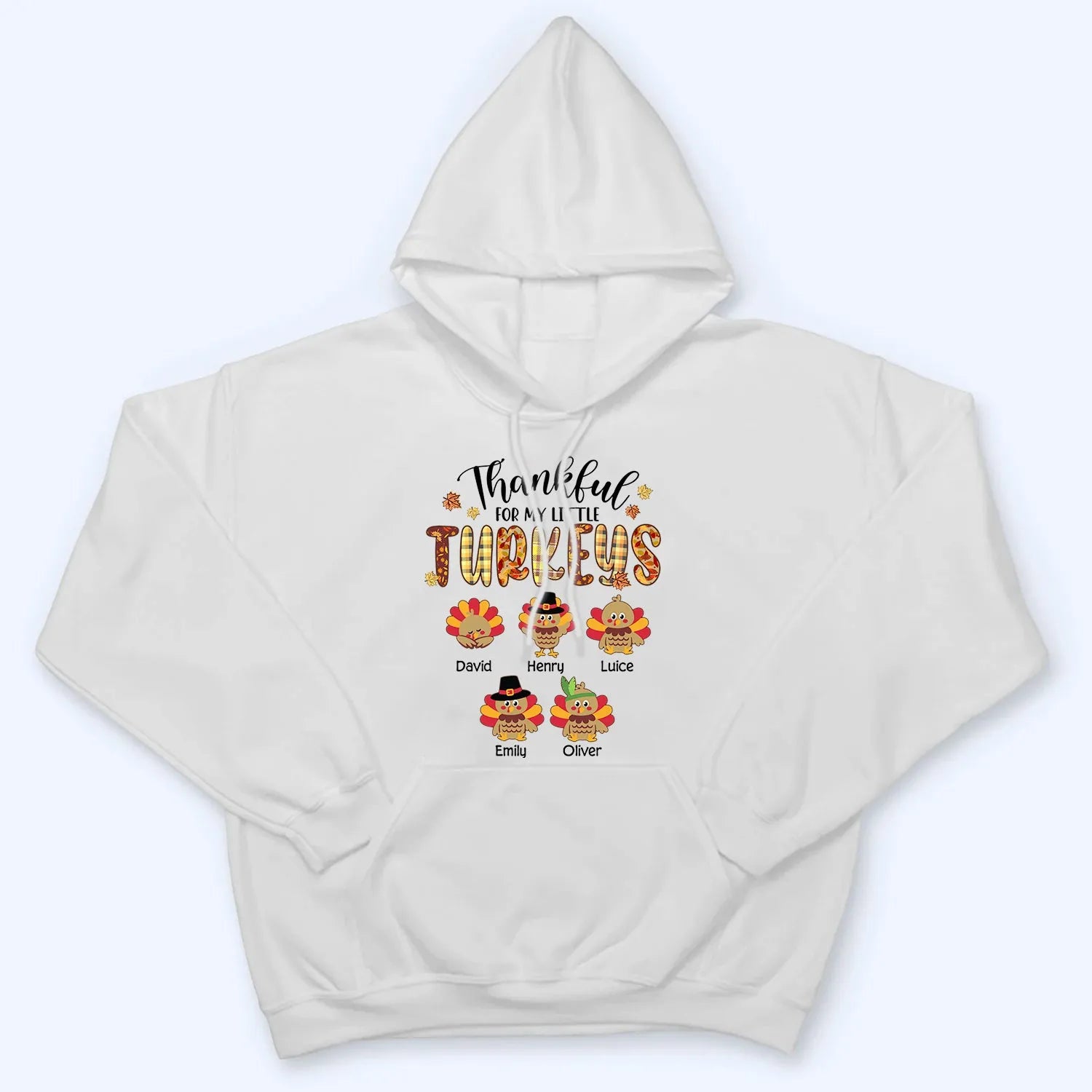 Thankful For My Little TurKeys - Personalized Custom T Shirt - Thanksgiving Gift For Grandma/Nana/Mimi, Mom, Wife, Grandparent