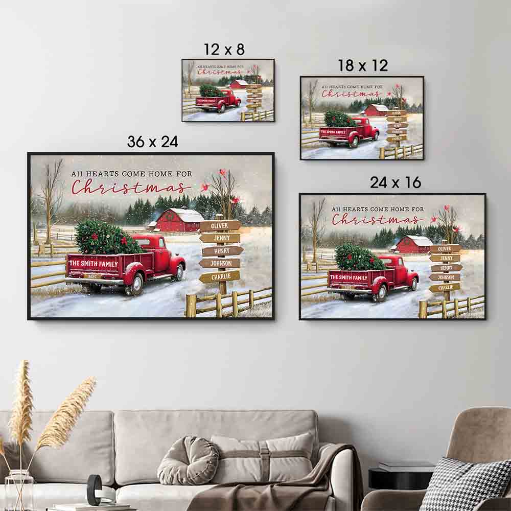 All Hearts Come Home For Christmas - Personalized Poster/Canvas - Gift For Family Members, Mom and Dad