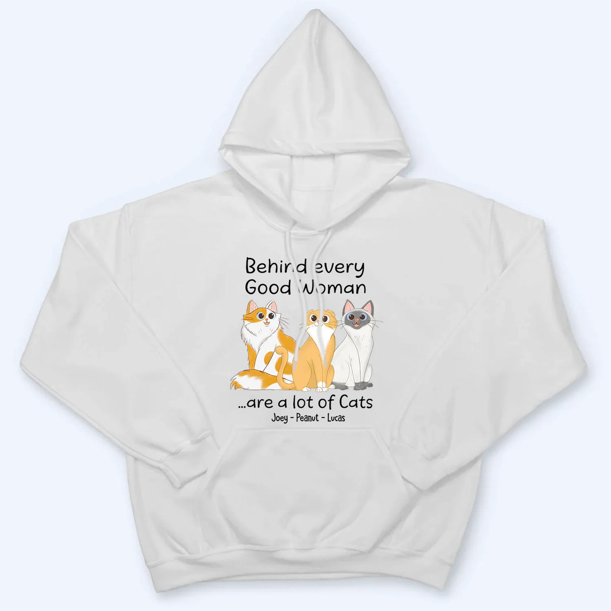 Behind Good Woman Are Cats Sitting - Personalized Custom T Shirt - Gift For Cat Lovers, Pet Lovers, Cat Mom, Cat Dad