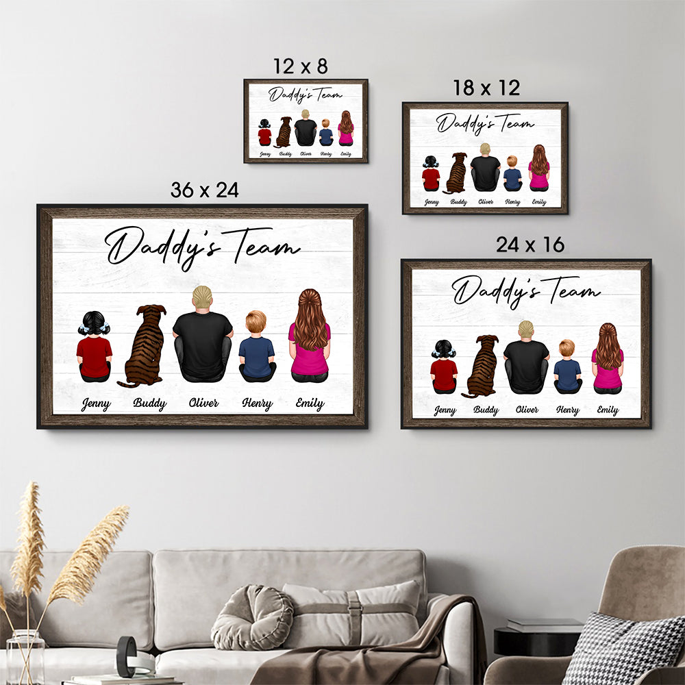 Daddy‘s Team Family Sitting - Personalized Poster/Canvas - Father's Day Gift, Birthday Gift For Dad, Daddy