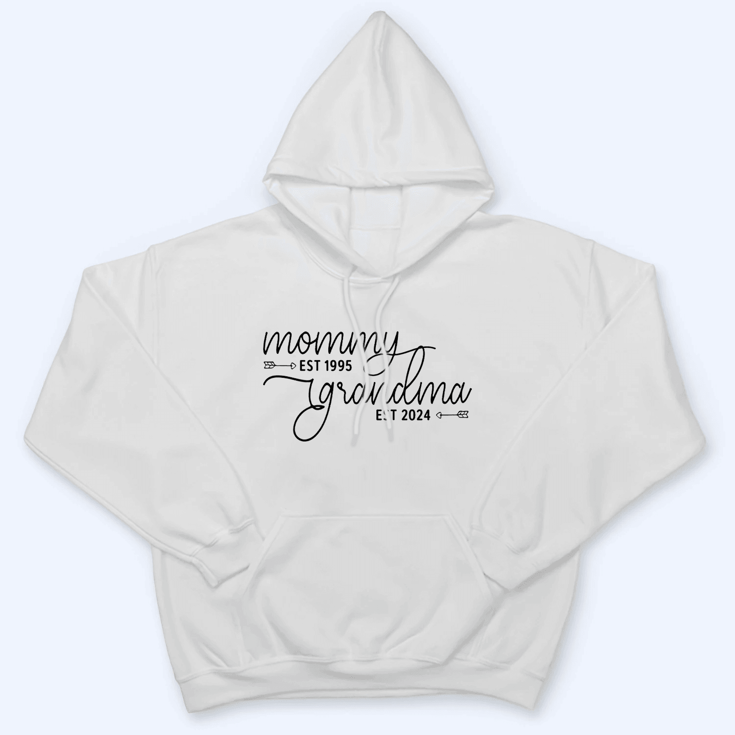 Mom Est Grandma Est - Personalized Custom T Shirt - Gift for Grandma/Nana/Mimi, Mom, Wife, Grandparent