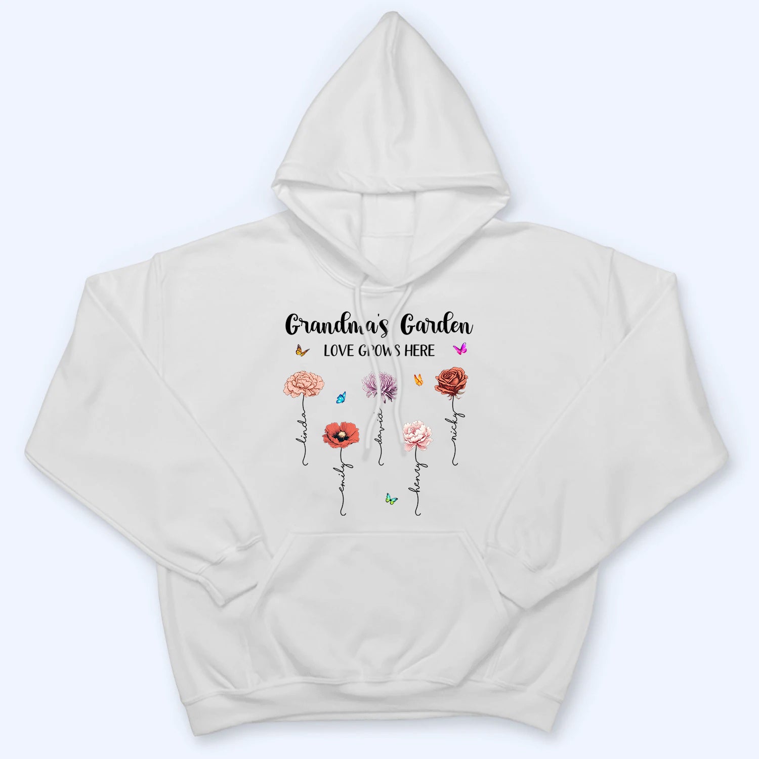 Grandma‘s Garden Love Grows Here Beautiful Birth Month Flower - Personalized Custom Shirt - Gift for Mom, Grandma