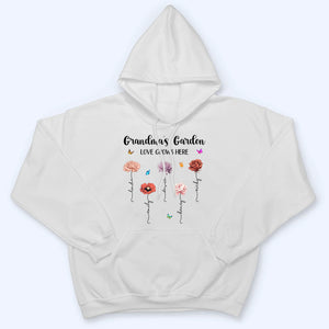 Grandma‘s Garden Love Grows Here Beautiful Birth Month Flower - Personalized Custom Shirt - Gift for Mom, Grandma