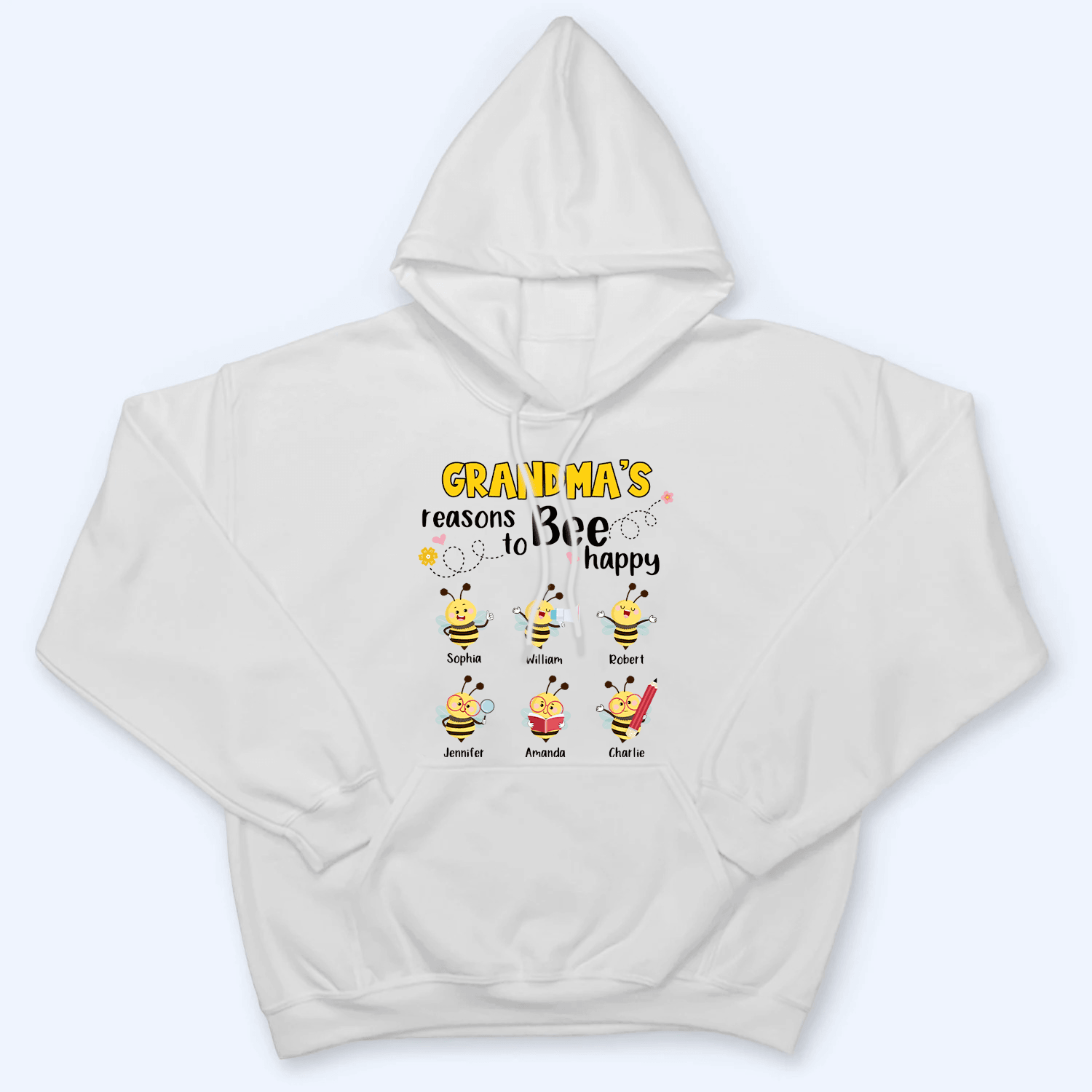 Grandma's Reasons To Bee Happy - Personalized Custom T Shirt - Gift for Grandma/Nana/Mimi, Mom, Wife, Grandparent 5