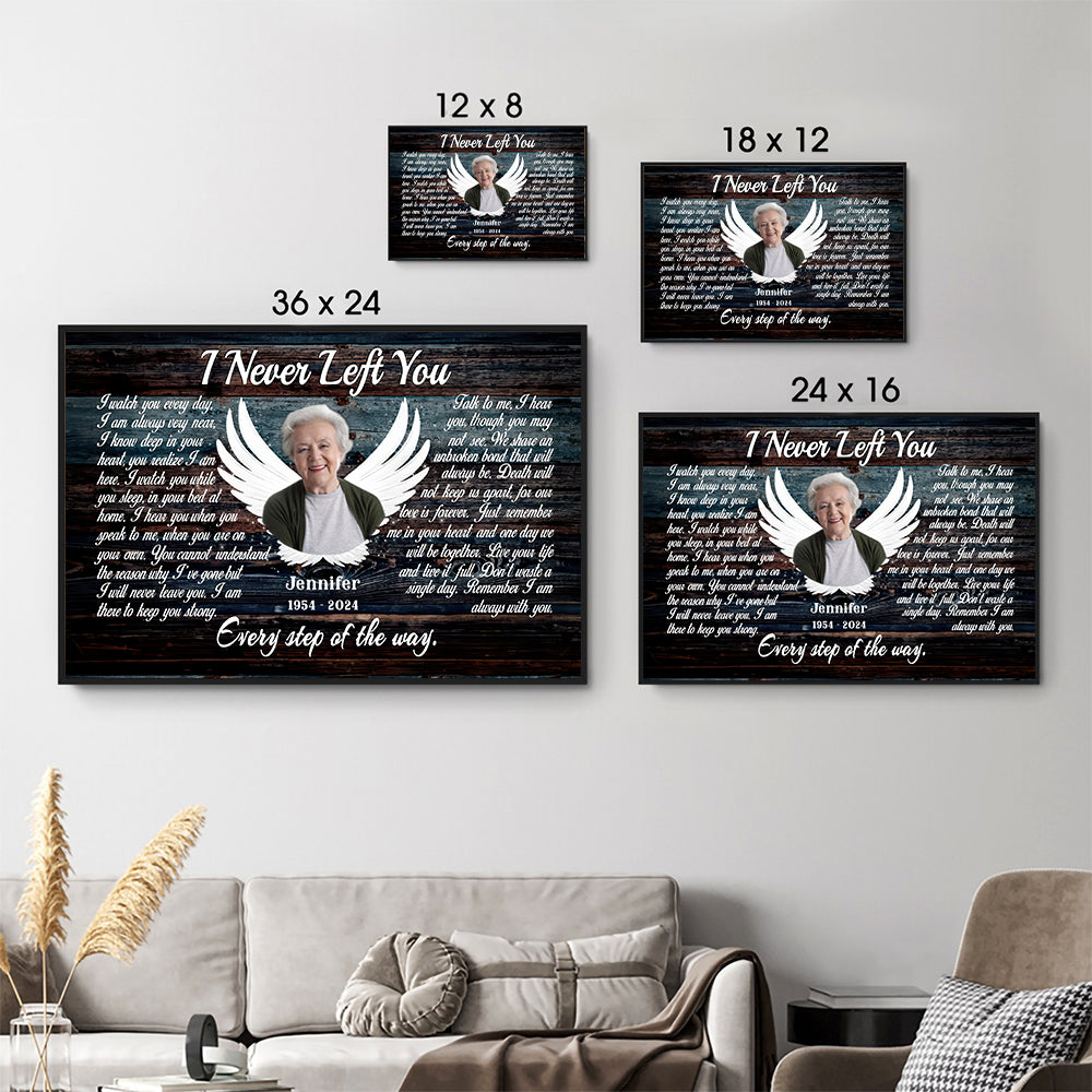 Loss of Mom, Wife - Custom Photo Angel Wings I Never Left You - Memorial Gift - Personalized Canvas Prints For Family Members 5