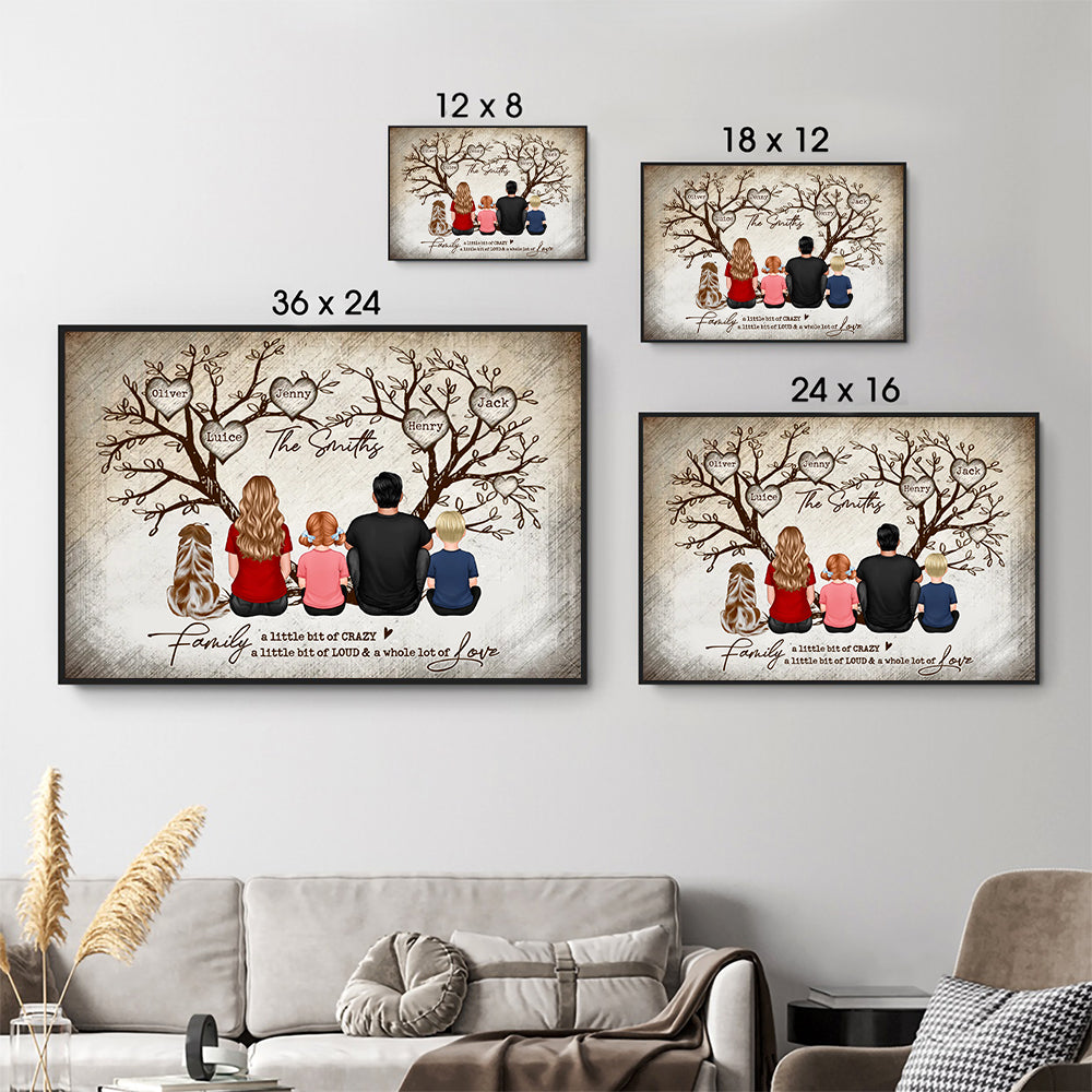 Custom Family Heart Tree Wall Art: Personalized Canvas with Up to 9 Kids and Pets - Unique Anniversary or Housewarming Gift for Family Members 5