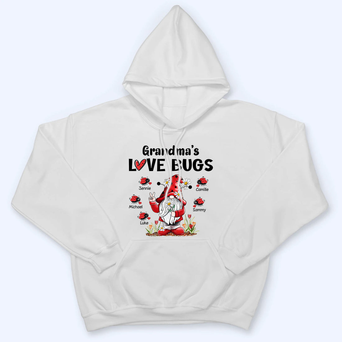 Gnome Grandma‘s Love Bugs - Personalized Custom T Shirt - Valentine's Day Gift for Grandma/Grandparent