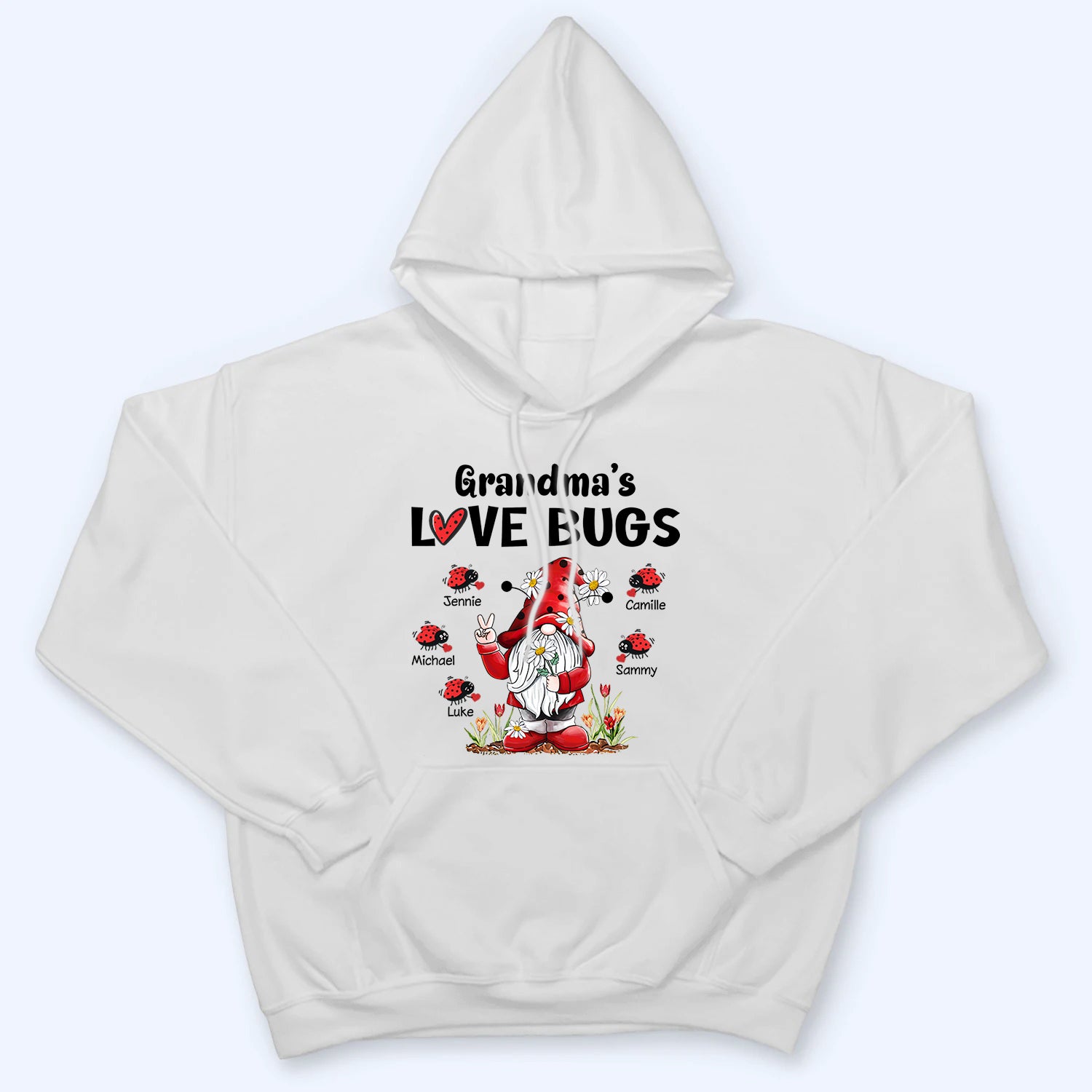 Gnome Grandma‘s Love Bugs - Personalized Custom T Shirt - Valentine's Day Gift for Grandma/Grandparent