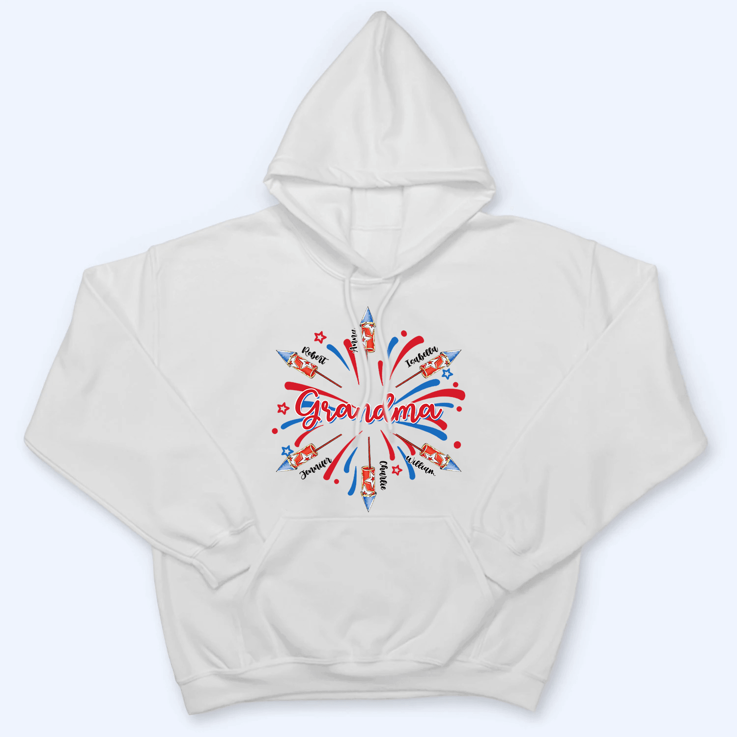 Patriotic 4th of July Grandma With Grandkids Names - Personalized Custom T Shirt - Gift for Grandma/Nana/Mimi, Mom, Wife, Grandparent 6