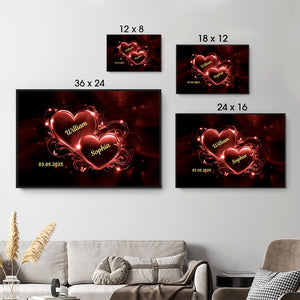 Romantic Couple Heart - Personalized Poster/Canvas - Gift For Her/Him, Husband/Wife, Couples on Anniversary, Valentine's Day