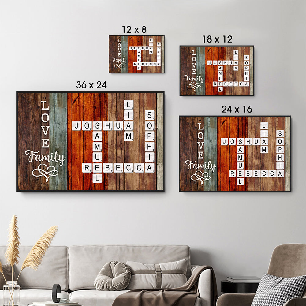Family Crossword Art - Created In A Moment, Treasured Forever - Personalized Poster/Canvas Prints - Gift For Family Members, Mom and Dad 5