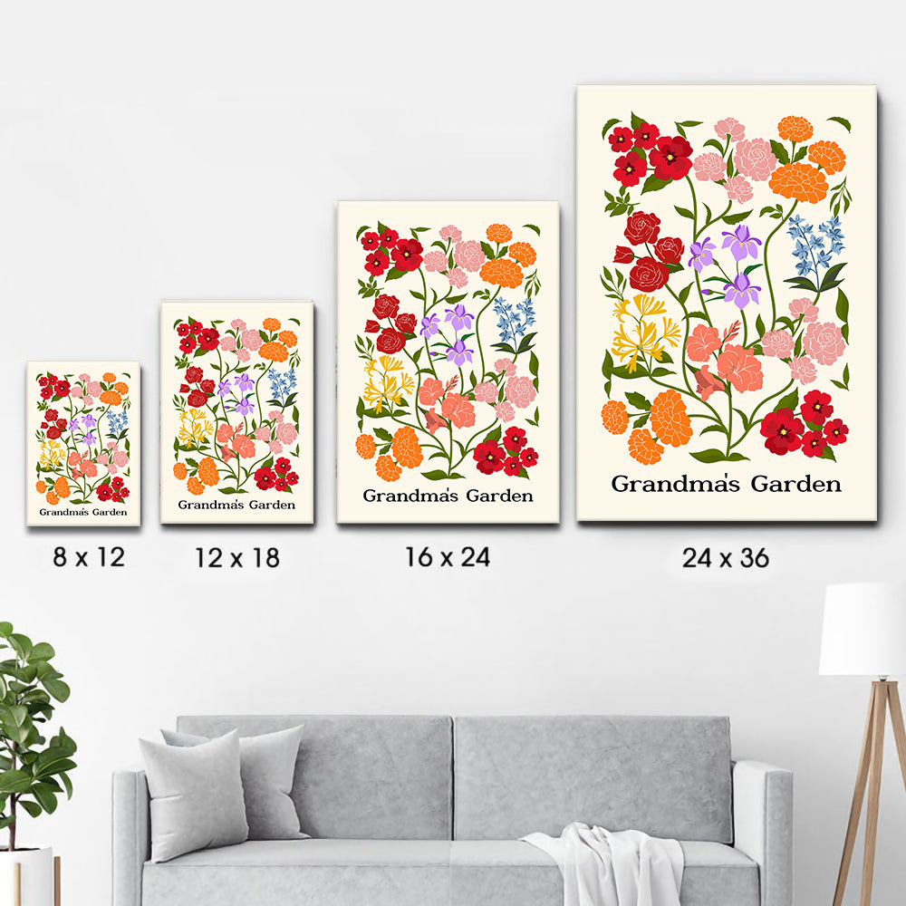 Custom Family Birth Flower Bouquet Artwork Minimalist - Personalized Poster/Canvas - Mother's Day Gift For Mom, Grandma