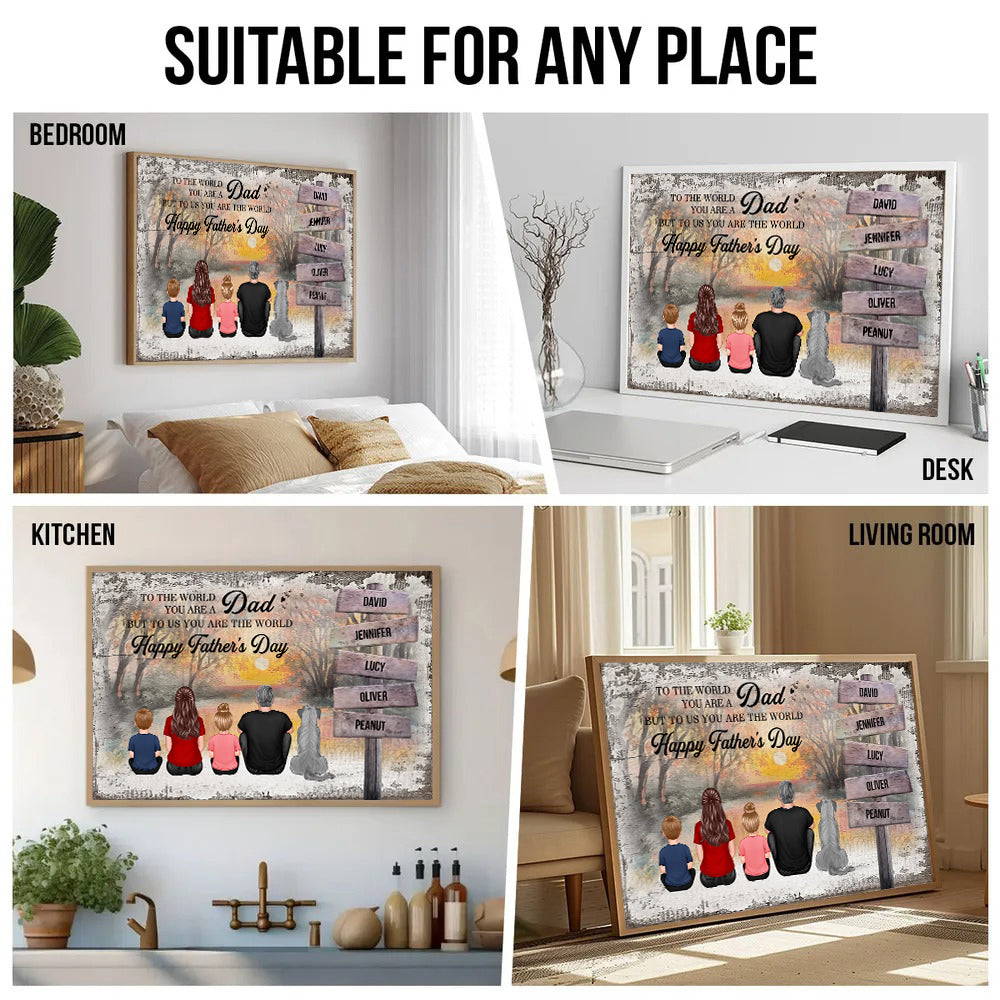 Custom Back View Family - Personalized Poster/Canvas - Gift For Family Members, Mom and Dad
