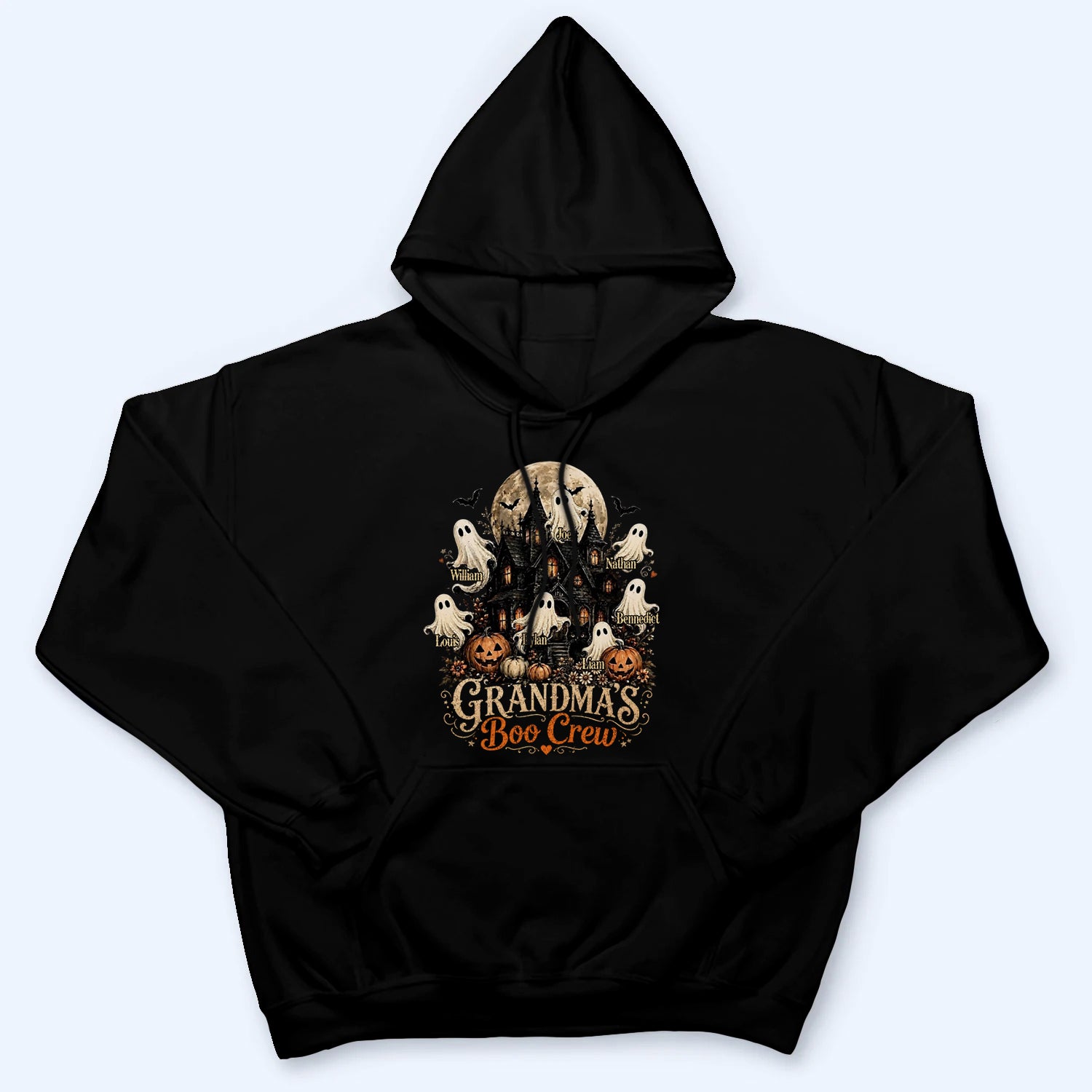Grandma's Boo Crew Halloween Haunted House - Personalized Custom T Shirt - Halloween Gift for Grandma/Nana/Mimi, Mom, Wife