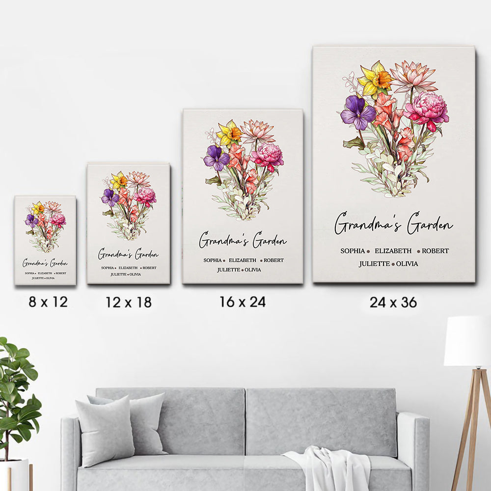 Blooming Stories Of Generations - Personalized Vertical Canvas Prints - Family Gift For Grandma, Grandpa, Grandparent