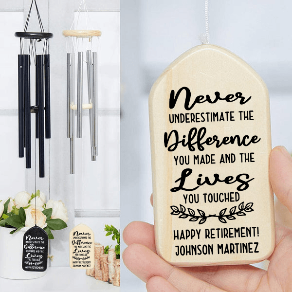 Personalized Never Underestimate The Difference You Made wind chime, alternate view 5
