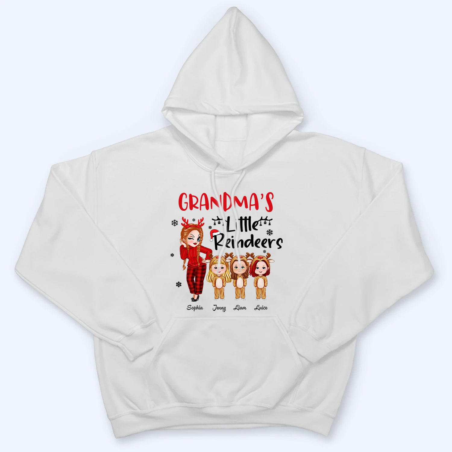 Pretty Grandma's Little Reindeer - Personalized Custom T Shirt - Christmas Gift for Grandma/Grandparent