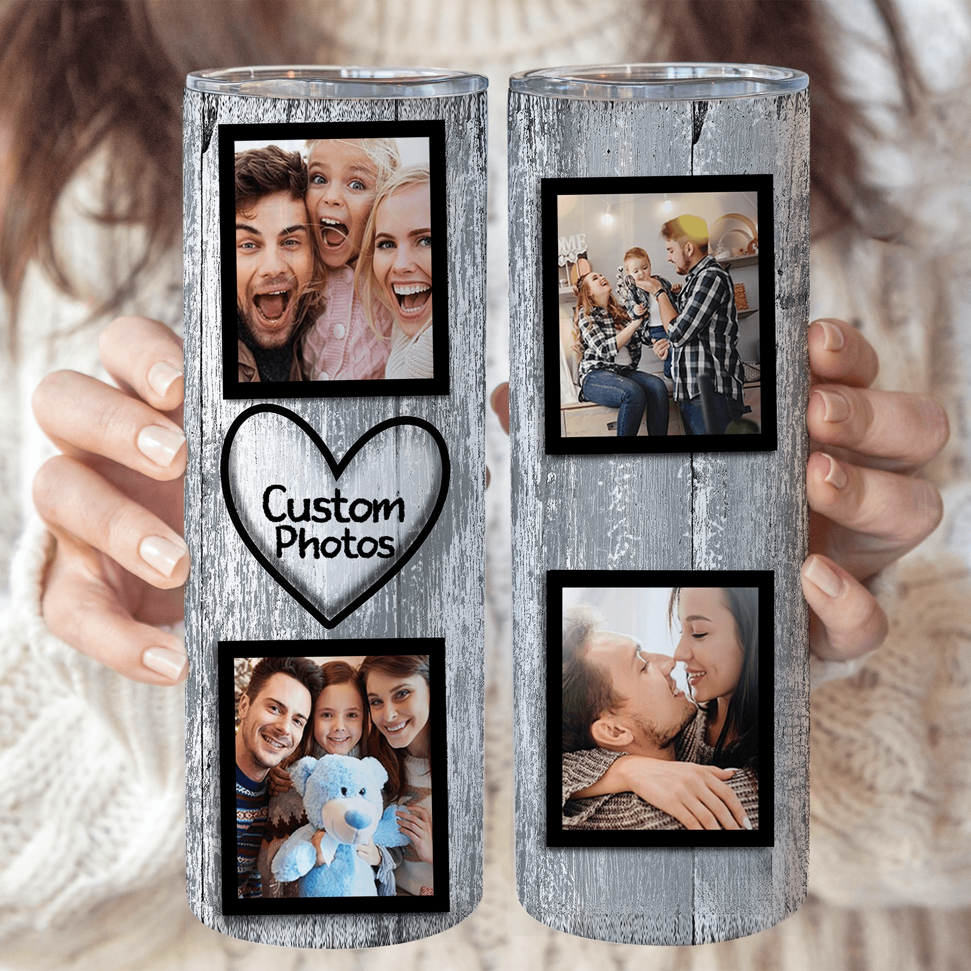 Custom Photo Collage Tumbler - Personalized Custom 20oz Skinny Tumbler Cup - Birthday, Loving, Funny Gift For Couples, Anniversary, Husband, Wife, Girlfriend, Boyfriend, Family, Her/Him - Suzitee Store