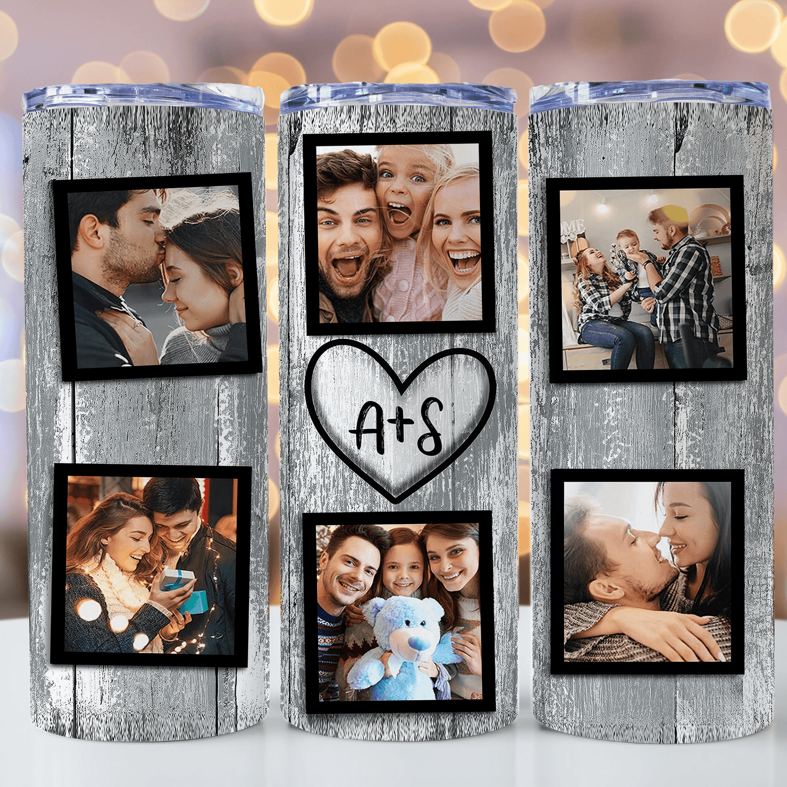 Custom Photo Collage Tumbler - Personalized Custom 20oz Skinny Tumbler Cup - Birthday, Loving, Funny Gift For Couples, Anniversary, Husband, Wife, Girlfriend, Boyfriend, Family, Her/Him - Suzitee Store