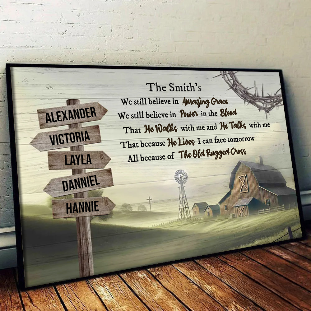 Amazing Grace Farmhouse Wooden Road Sign - Personalized Poster/Canvas Prints - Gift For Family Members, Mom and Dad