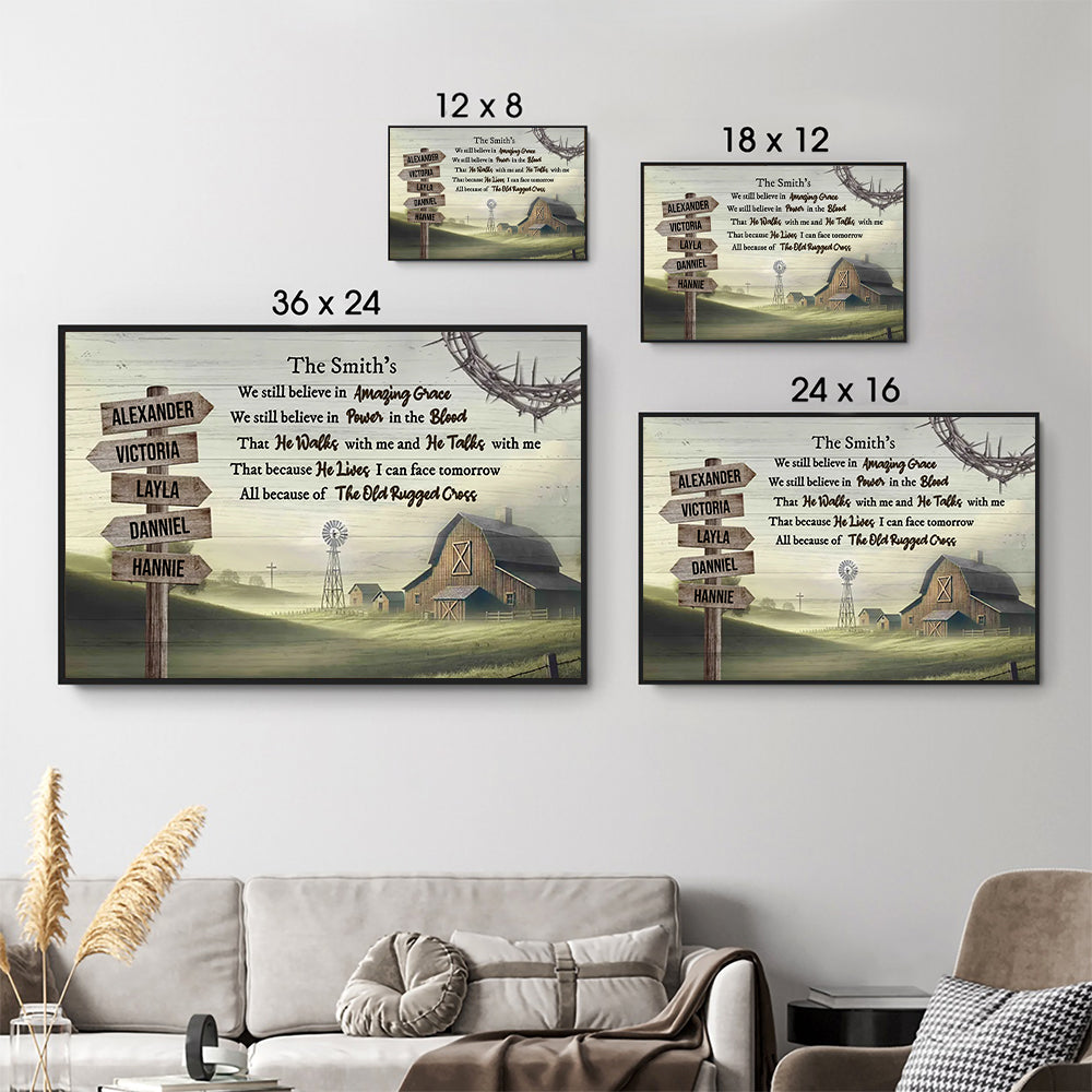 Amazing Grace Farmhouse Wooden Road Sign - Personalized Poster/Canvas Prints - Gift For Family Members, Mom and Dad 5