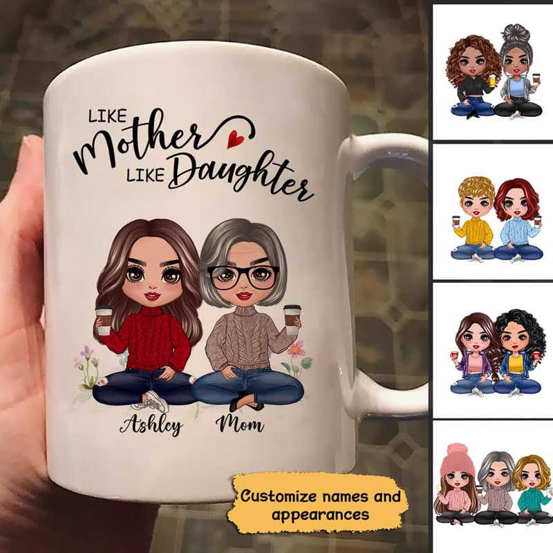 Doll Mother And Daughters - Personalized Custom Mug - Gift For Mom, Daughter, Mother's Day