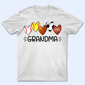 Multiple Sport Heart - Personalized Custom T Shirt - Gift for Grandma/Nana/Mimi, Mom, Wife, Grandparent - Suzitee Store