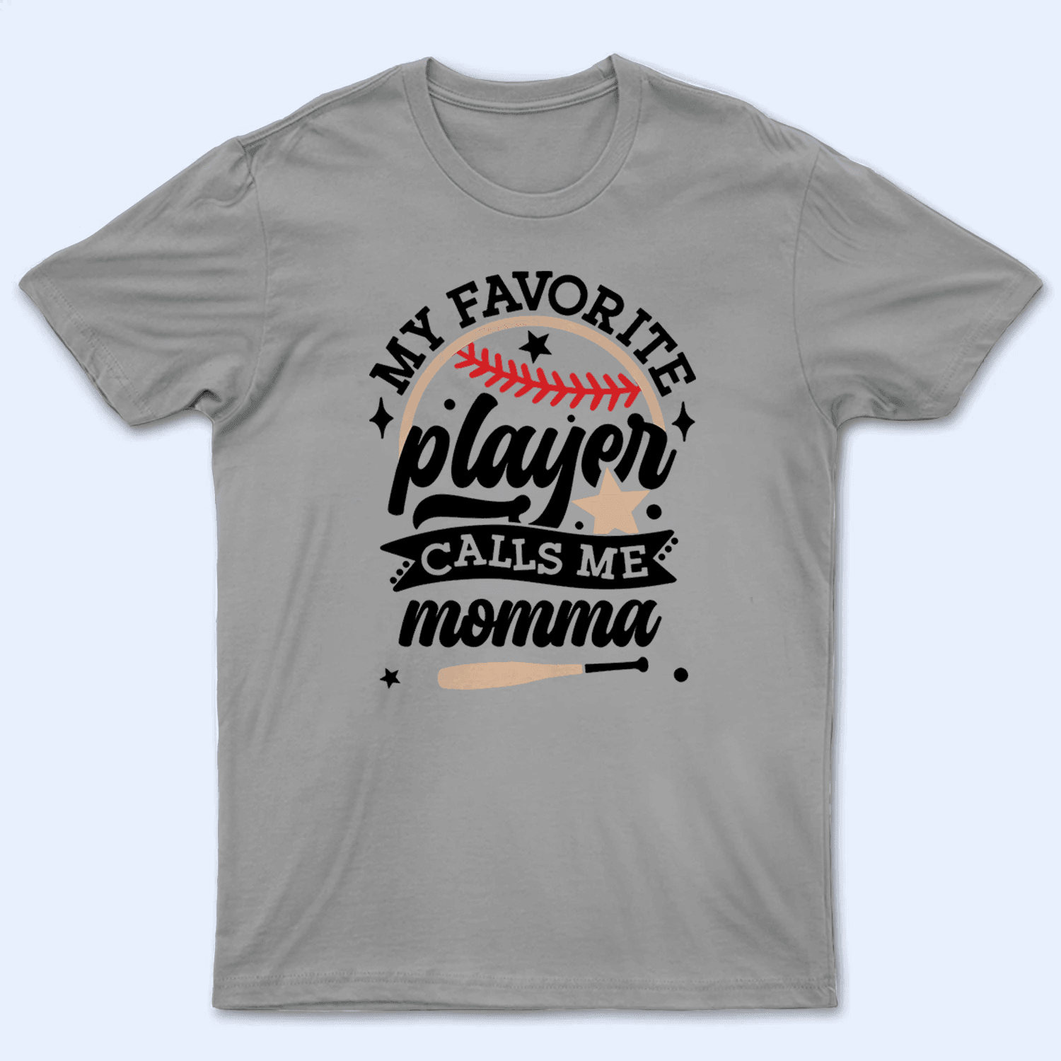 My Favorite Player Calls Me - Beige and Red Colors - Baseball/Softball Personalized Custom T Shirt - Gift for Grandma/Nana/Mimi, Mom, Wife, Grandparent - Suzitee Store