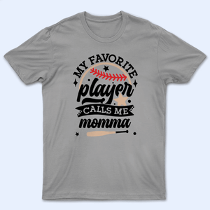 My Favorite Player Calls Me - Beige and Red Colors - Baseball/Softball Personalized Custom T Shirt - Gift for Grandma/Nana/Mimi, Mom, Wife, Grandparent - Suzitee Store