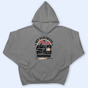 My Favorite Player Calls Me - Beige and Red Colors - Baseball/Softball Personalized Custom T Shirt - Gift for Grandma/Nana/Mimi, Mom, Wife, Grandparent - Suzitee Store