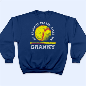 My favorite player calls me Grandma - Baseball/ Softball/Football Baseball Batt Personalized Custom T Shirt - Birthday, Loving, Funny Gift for Grandma/Nana/Mimi, Mom, Wife, Grandparent - Suzitee Store