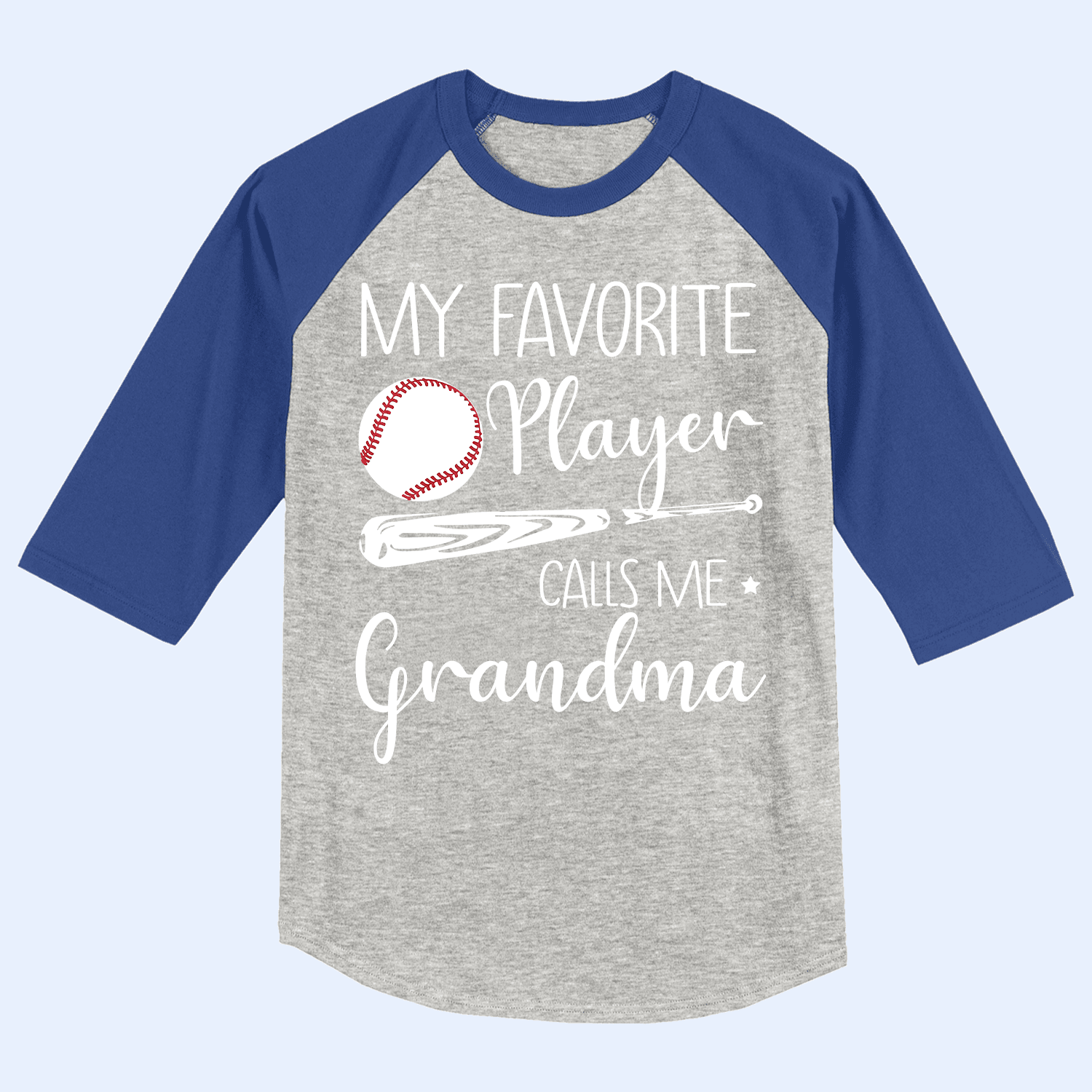 My Favorite Player Calls Me Grandma - Personalized Custom Baseball Tee Raglan Jersey T Shirt - Birthday, Loving, Funny Gift for Grandma/Nana/Mimi, Mom, Wife, Grandparent - Suzitee Store