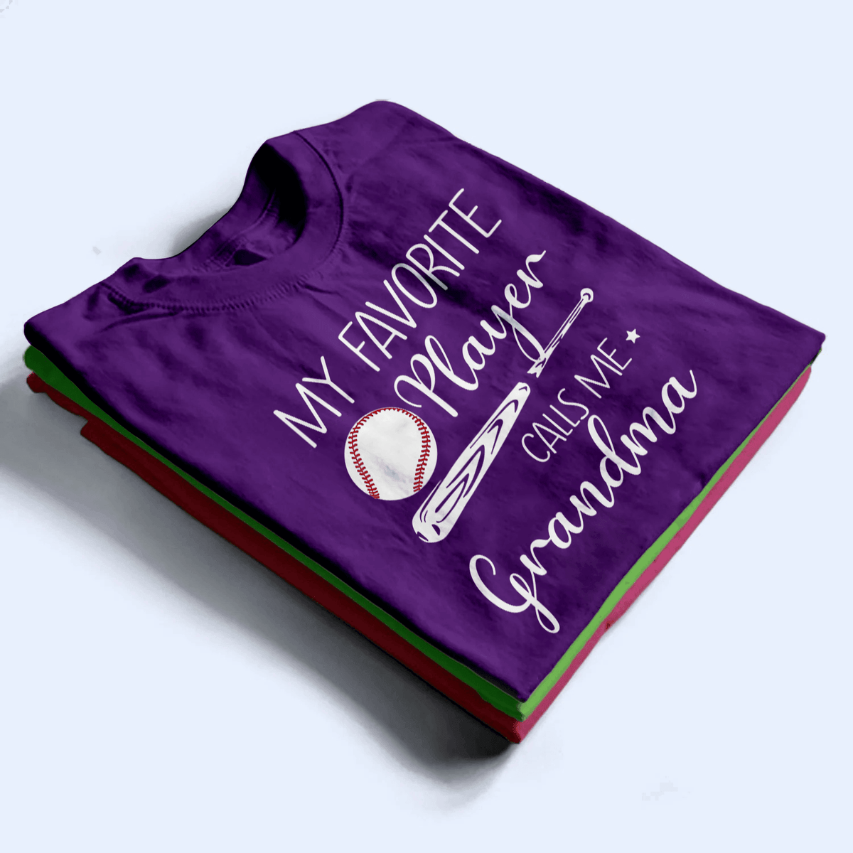 My Favorite Player Calls Me Grandma - Personalized Custom T Shirt - Birthday, Loving, Funny Gift for Grandma/Nana/Mimi, Mom, Wife, Grandparent - Purple - Suzitee Store