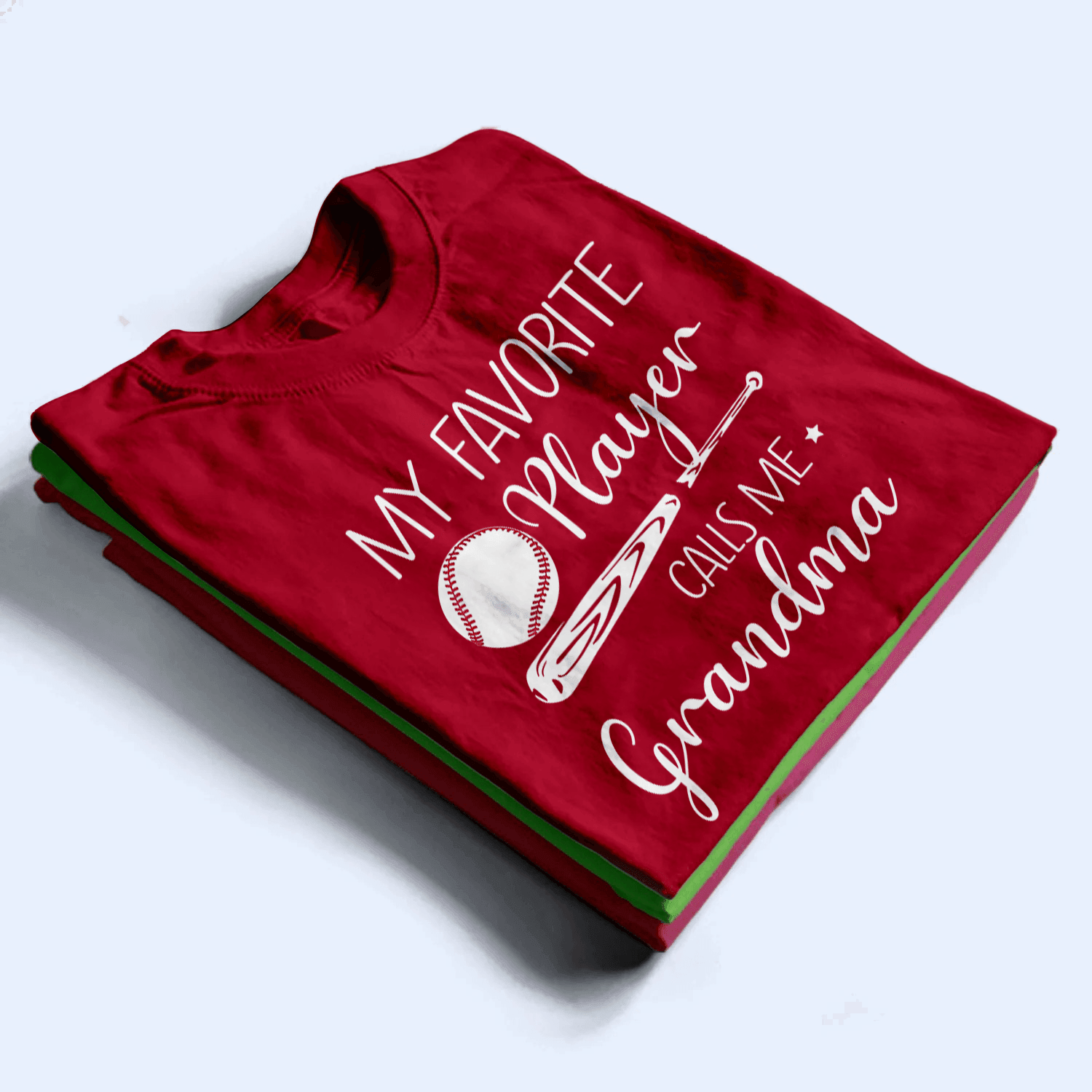 My Favorite Player Calls Me Grandma - Personalized Custom T Shirt - Birthday, Loving, Funny Gift for Grandma/Nana/Mimi, Mom, Wife, Grandparent - Red - Suzitee Store