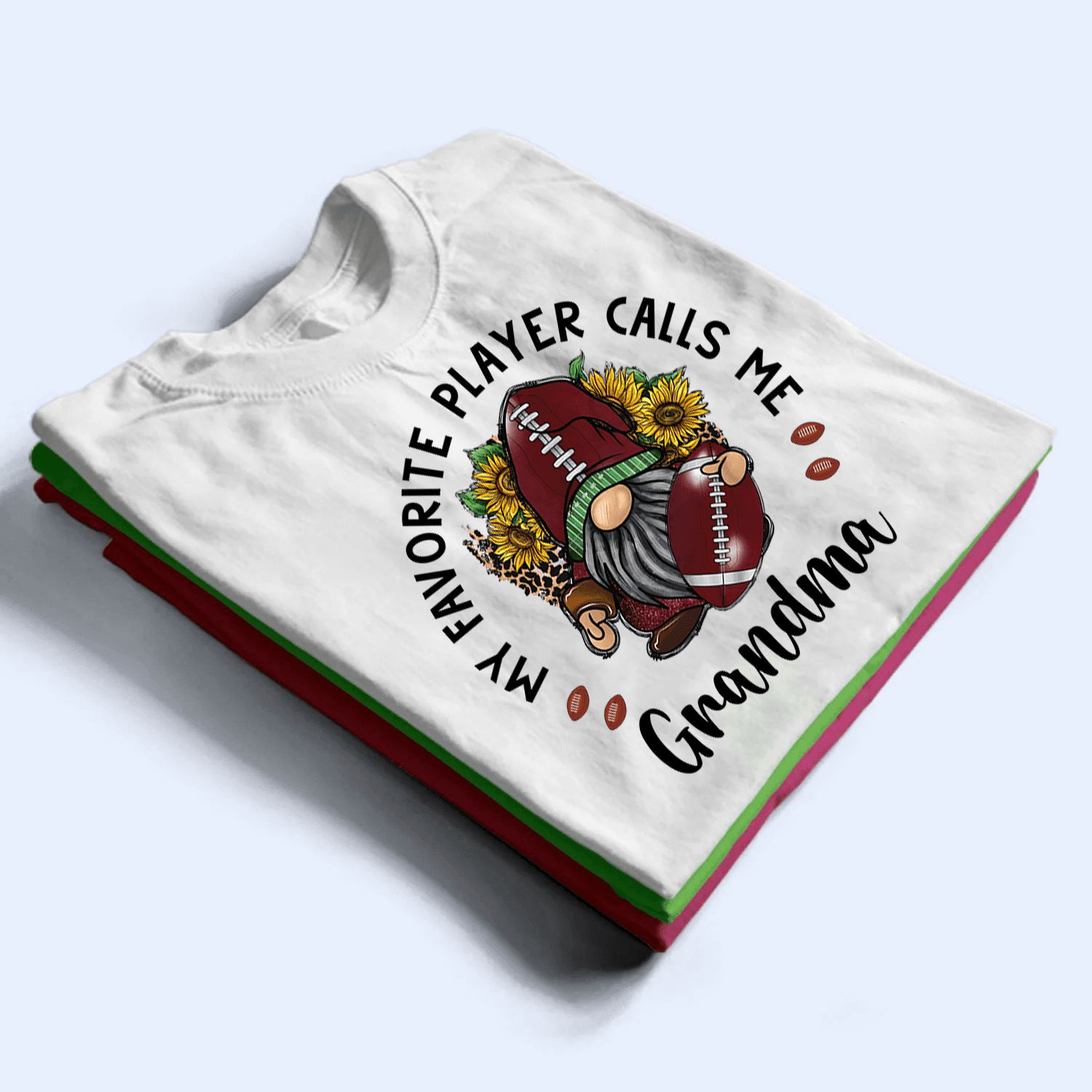 My Favorite Player Calls Me Grandma With Gnome Flowers - Personalized Custom T Shirt - Gift for Grandma/Nana/Mimi, Mom, Wife, Grandparent - Suzitee Store