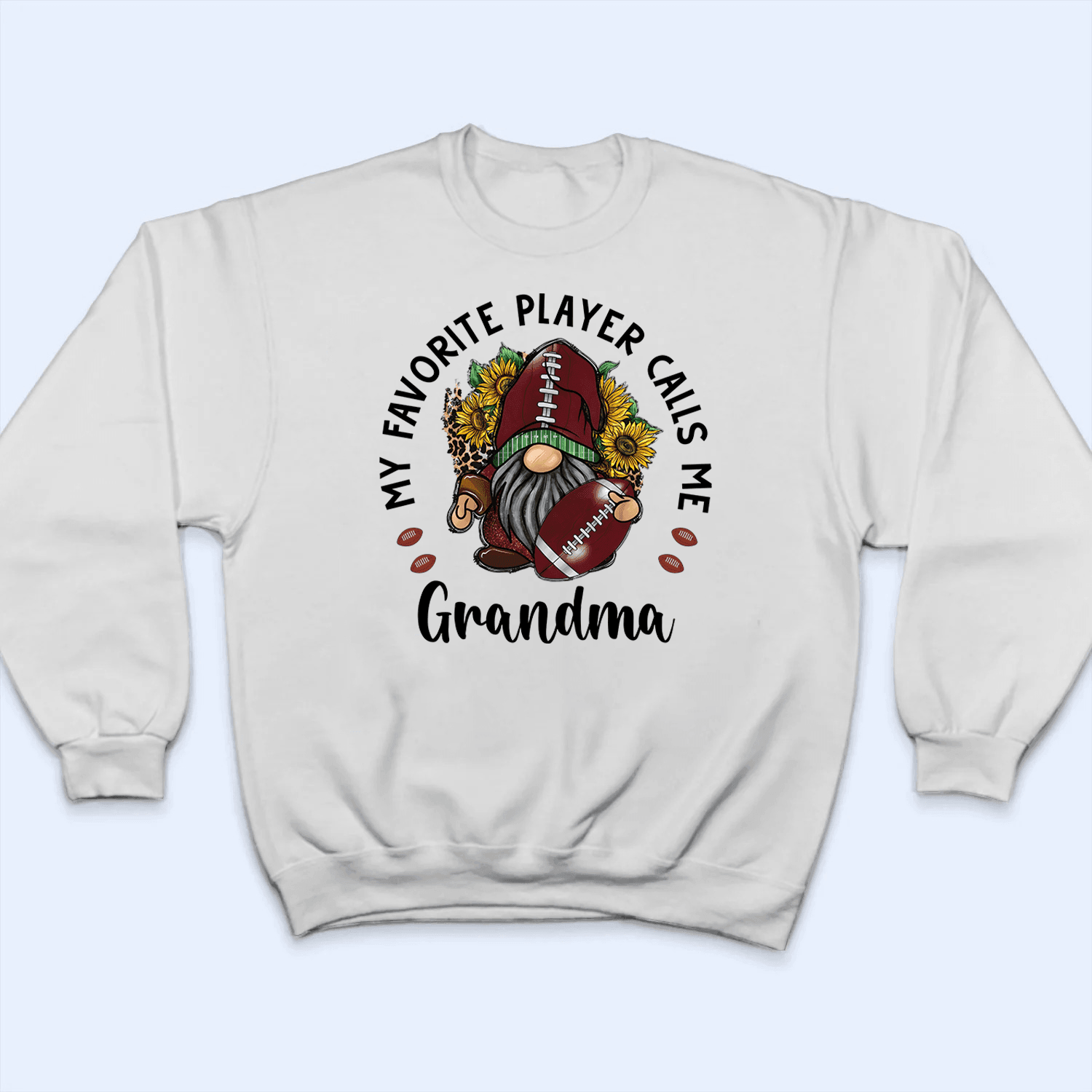 My Favorite Player Calls Me Grandma With Gnome Flowers - Personalized Custom T Shirt - Gift for Grandma/Nana/Mimi, Mom, Wife, Grandparent - Suzitee Store