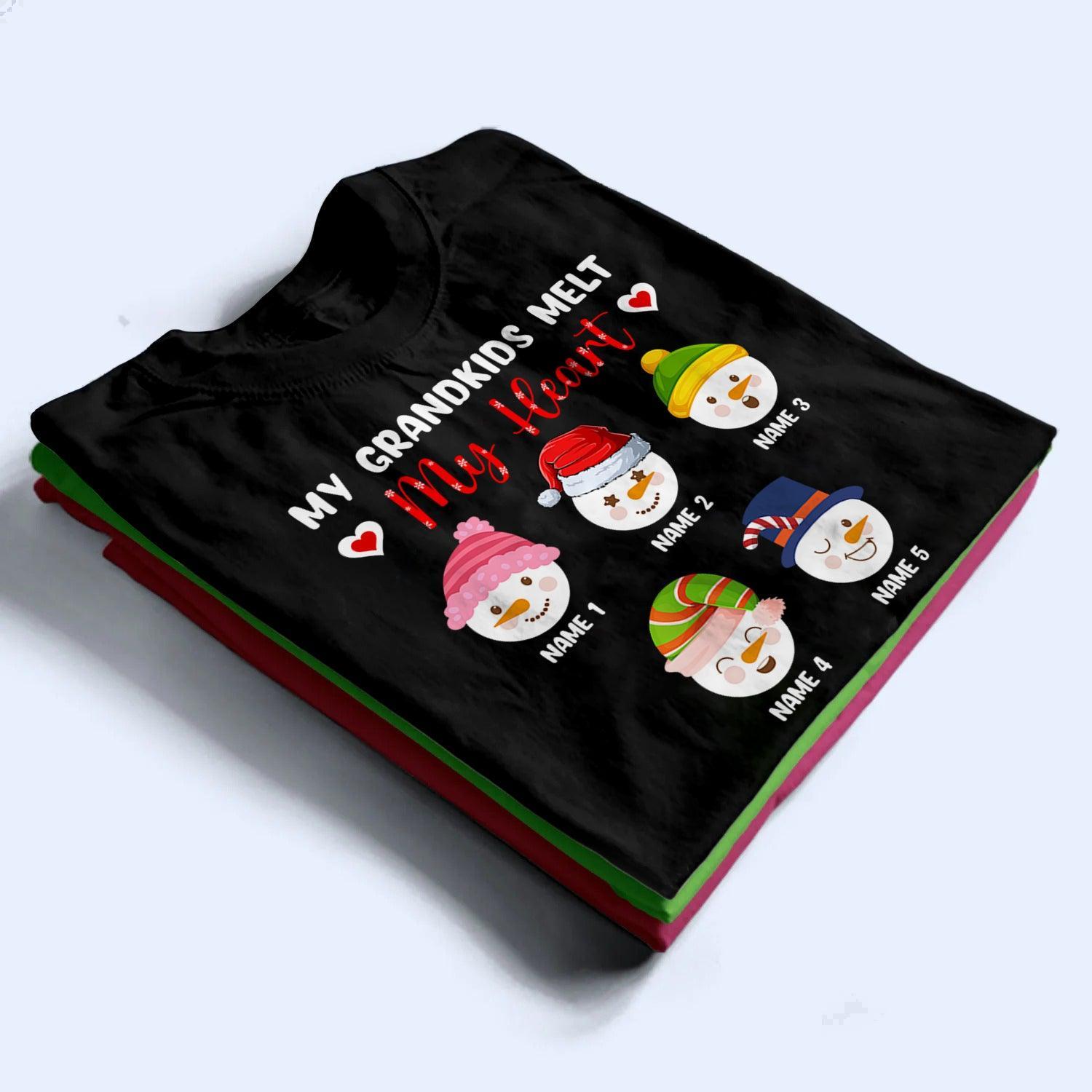 My Grandkids Melt My Heart - Personalized Custom T Shirt - Birthday, Loving, Funny Gift for Grandma/Nana/Mimi, Mom, Wife, Grandparent - Suzitee Store