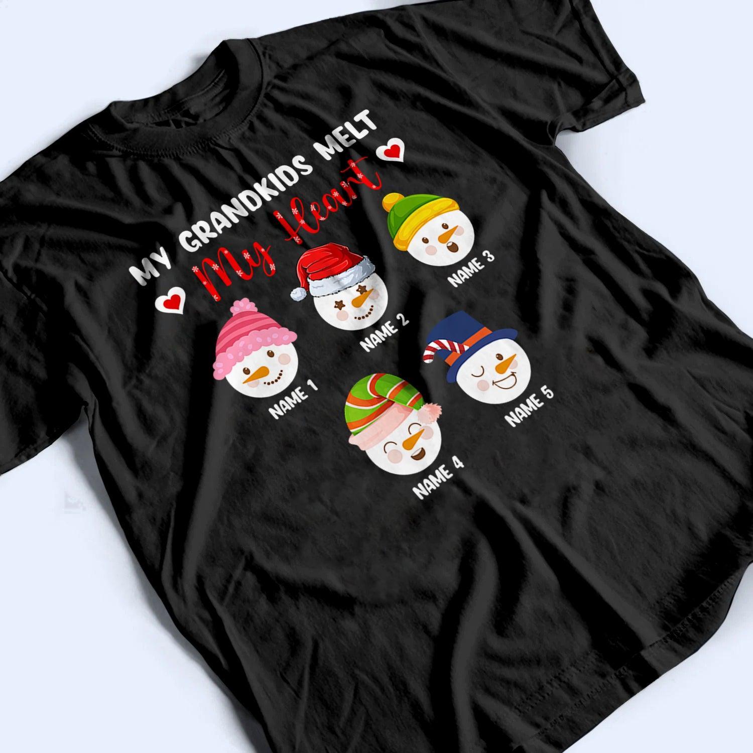 My Grandkids Melt My Heart - Personalized Custom T Shirt - Birthday, Loving, Funny Gift for Grandma/Nana/Mimi, Mom, Wife, Grandparent - Suzitee Store