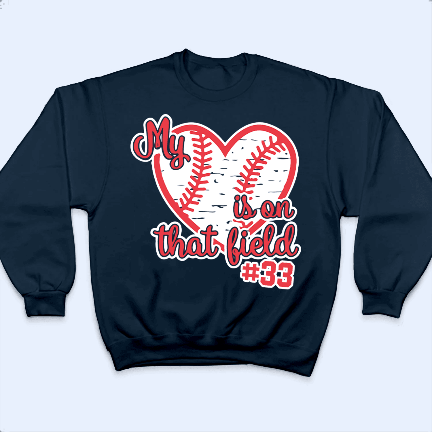 My Heart Is On That Field - Personalized Custom T Shirt - Birthday, Loving, Funny Gift for Grandma/Nana/Mimi, Mom, Wife, Grandparent - Suzitee Store