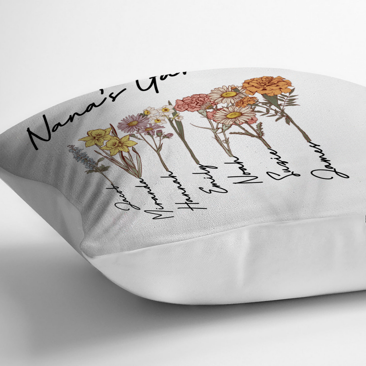 Custom Grandma's Garden Pillow, Personalized Birth Month Flowers Pillow, Grandmas Garden Pillow with Grandkids, Gift for Grandma, Christmas Gift