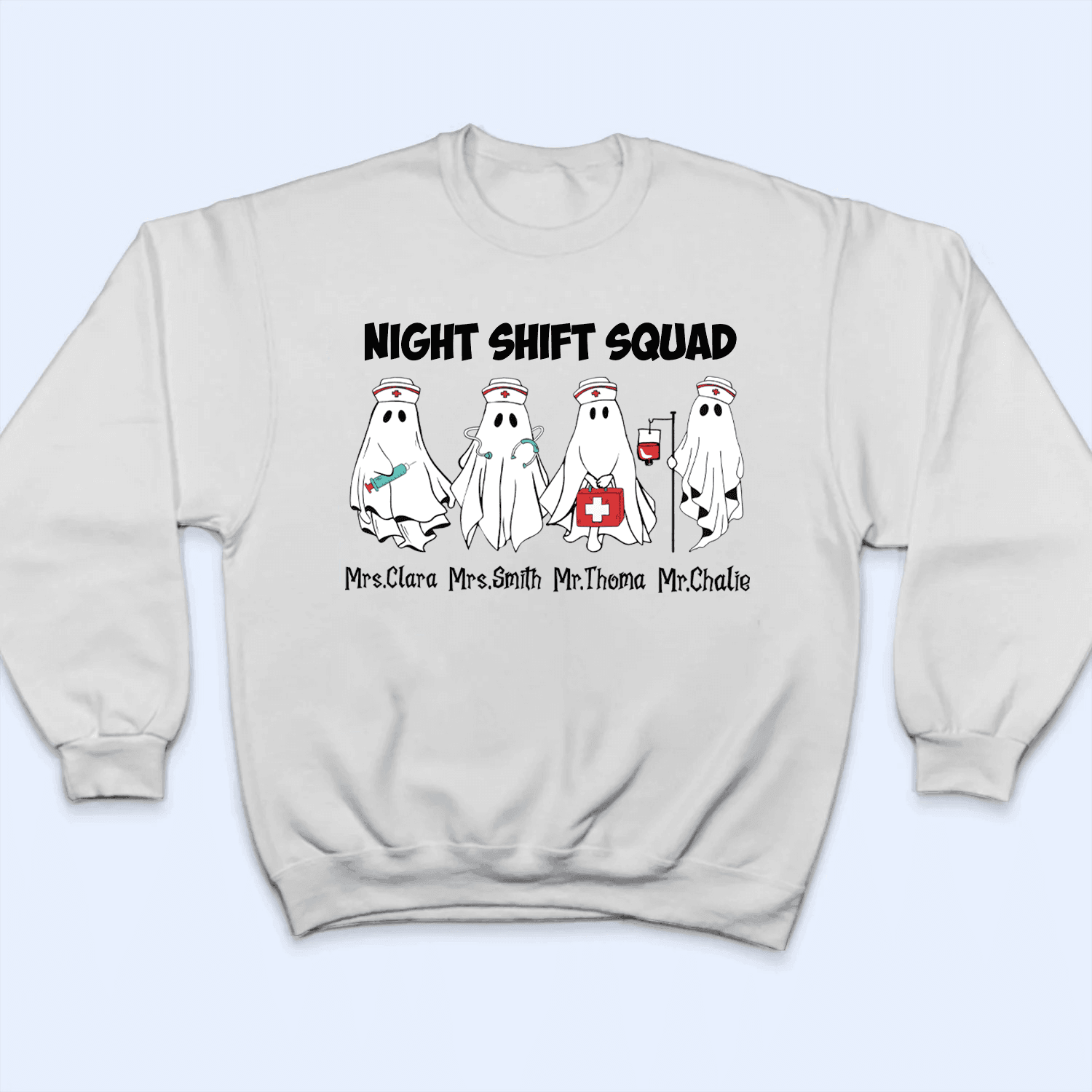 Night Shift Squad Halloween Shirt - Personalized Custom T Shirt - Birthday, Loving, Funny Gift for Nurse, CNA, Healthcare, Registered RN - Suzitee Store