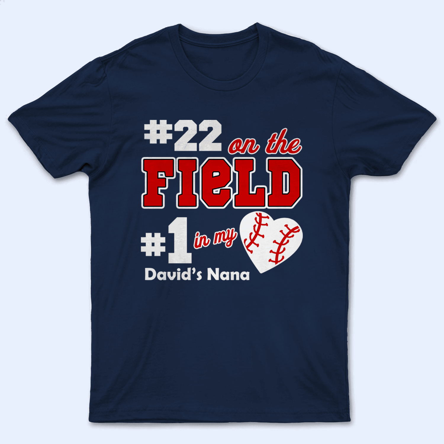 Number 1 in my heart - Baseball/Softball Personalized Custom T Shirt - Birthday, Loving, Funny Gift for Grandma/Nana/Mimi, Mom, Wife, Grandparent - Suzitee Store