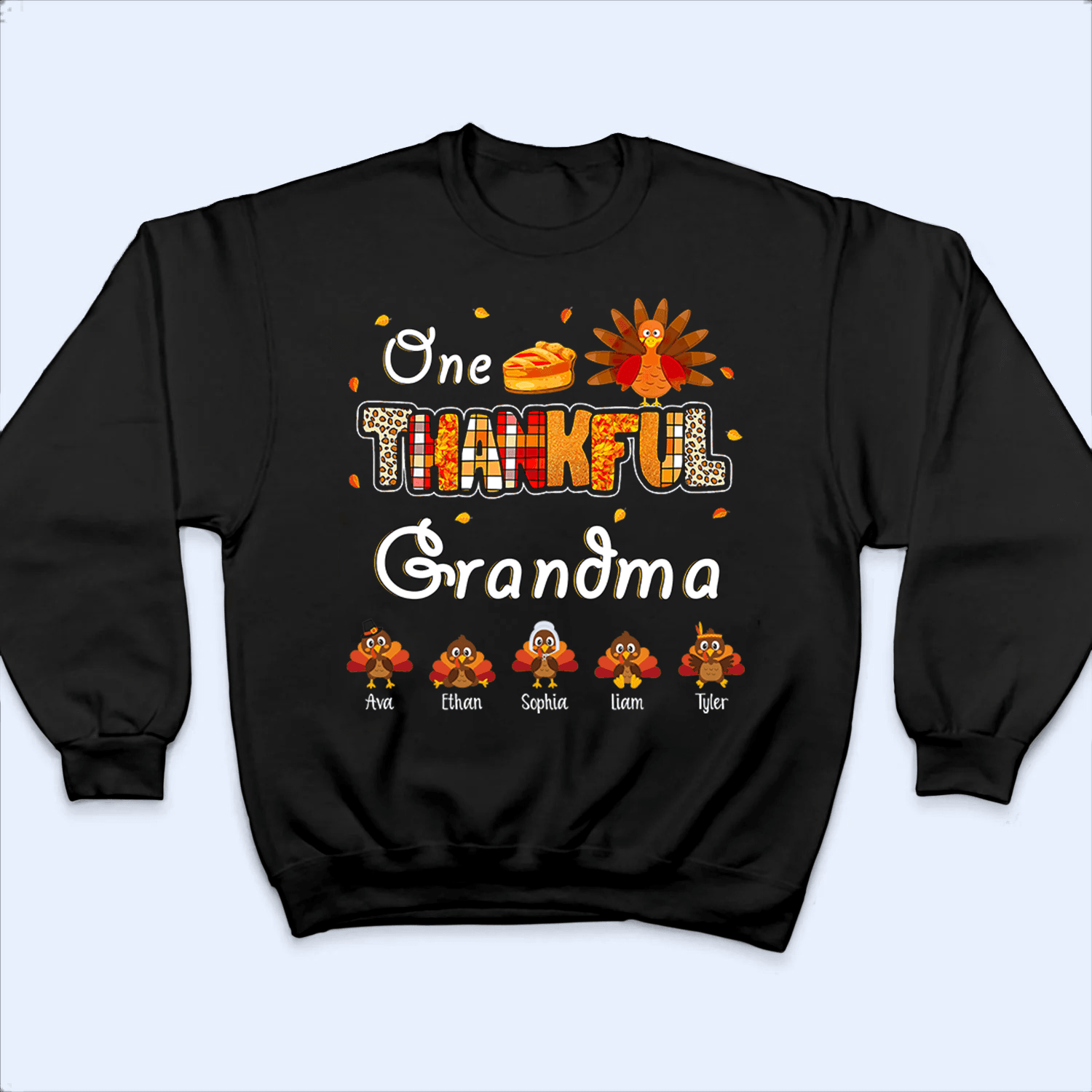 One Thankful Grandma Little Turkeys - Personalized Custom T Shirt - Thanksgiving, Birthday, Loving, Funny Gift for Grandma/Nana/Mimi, Mom, Wife, Grandparent - Suzitee Store
