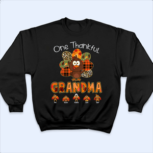 One Thankful Grandma Of Little Turkeys - Personalized Custom T Shirt - Thanksgiving, Birthday, Loving, Funny Gift for Grandma/Nana/Mimi, Mom, Wife, Grandparent - Suzitee Store